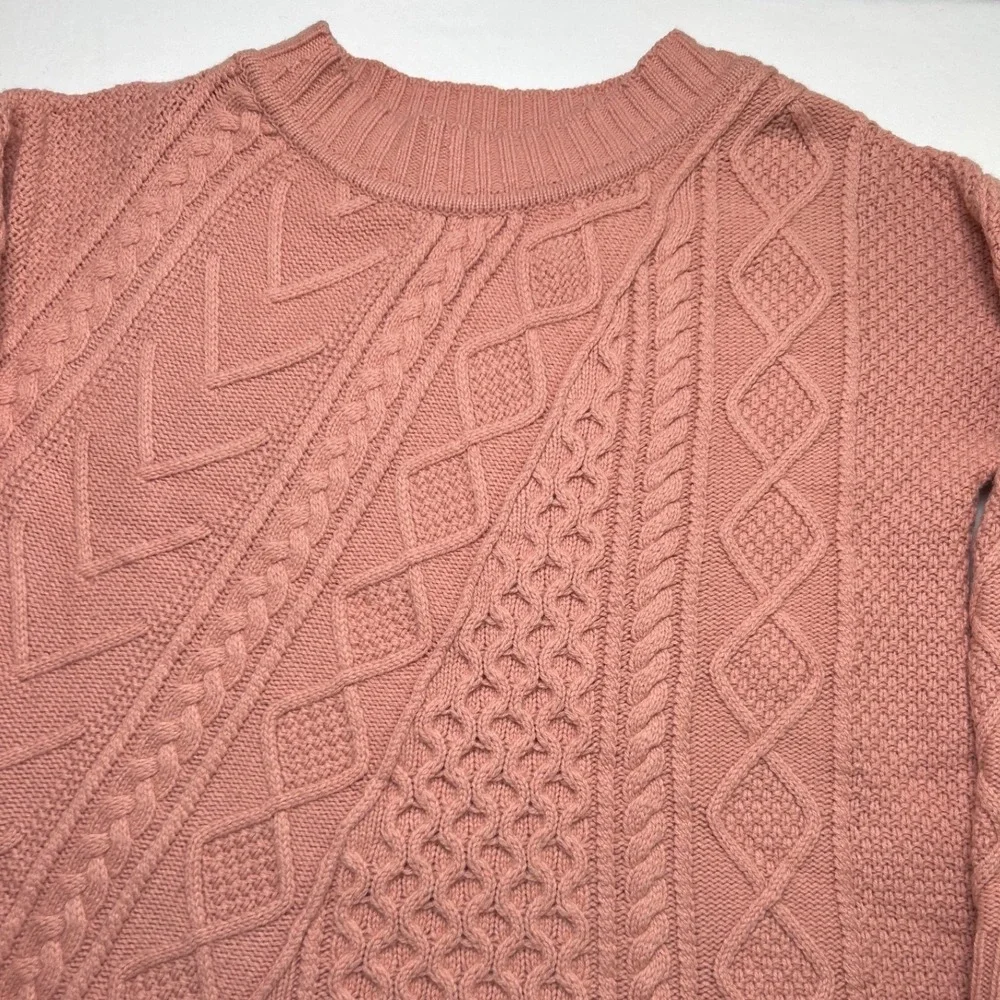 J. Crew Womens Cable Knit Tunic Wool Blend Sweater Rose Pink Size S Fisherman - Picture 4 of 10